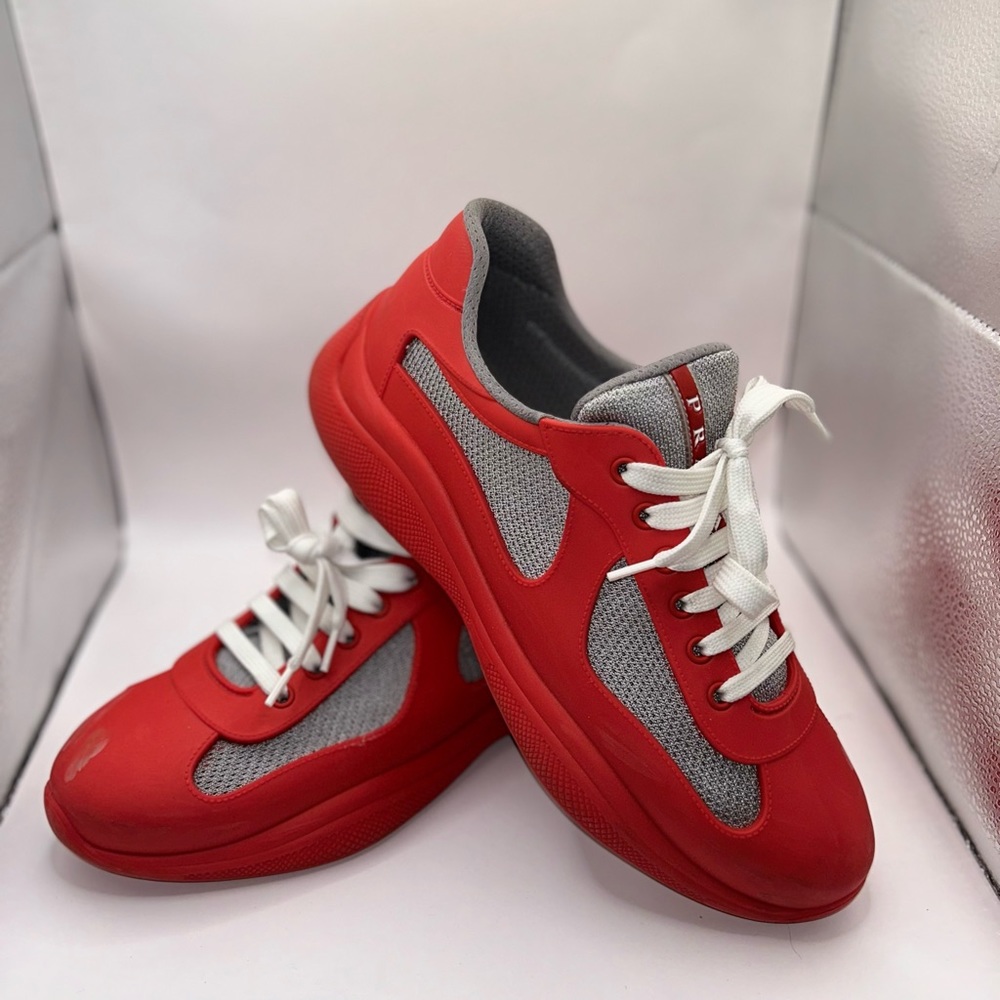 Prada American cup rubber sneakers, Red, size 8 (fits like 9)